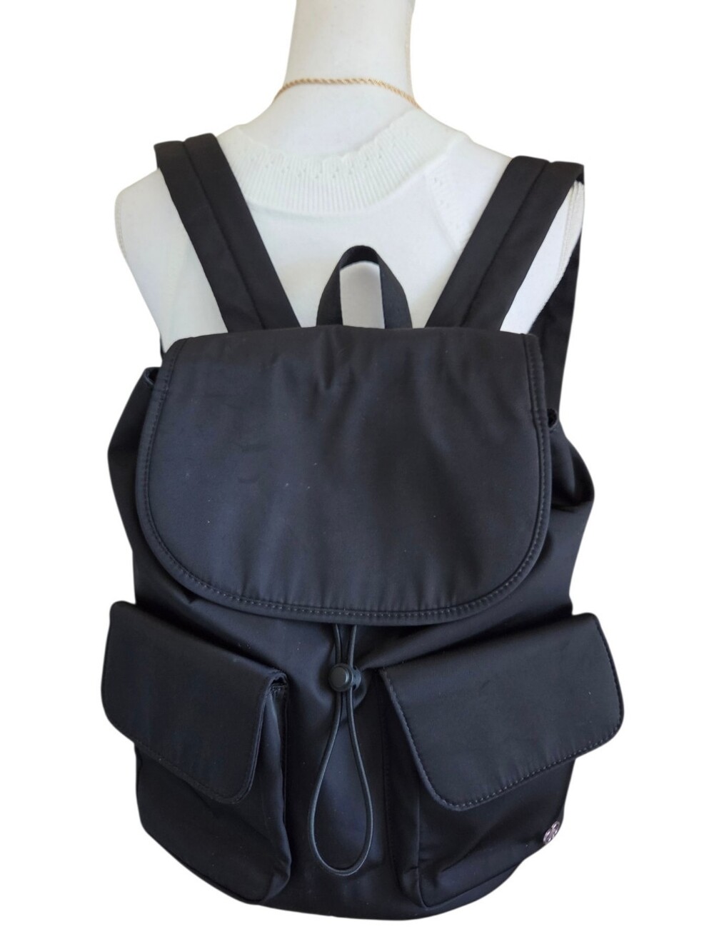 calia by carrie underwood black nylon backpack drawstring dual cargo pockets bag